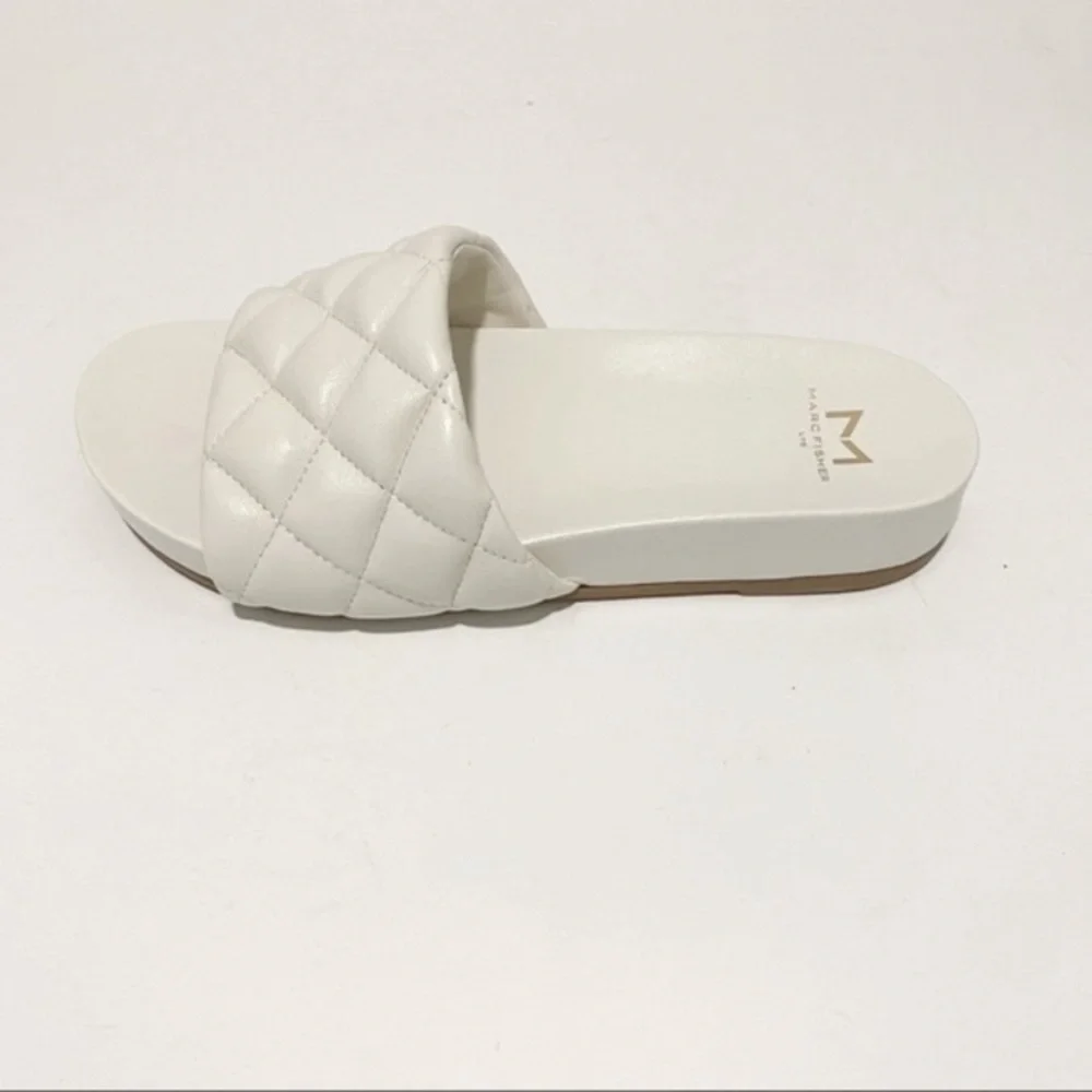 Marc Fisher Ivory Imenal Slip On Leather Sandals NWT